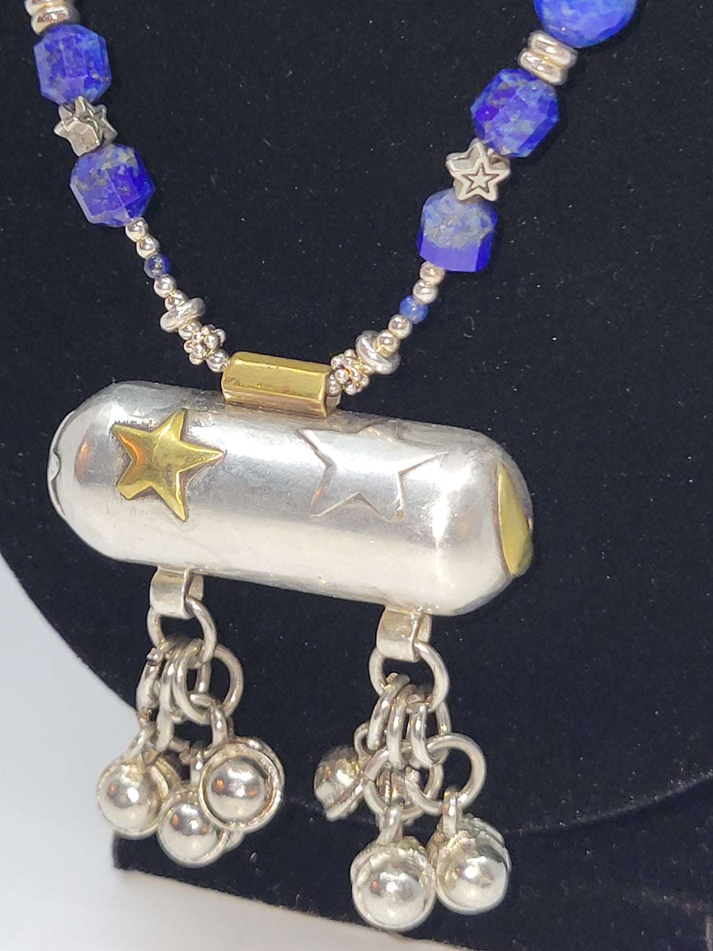 Lapis Lazuli & Sterling Silver Statement Art Piece Necklace