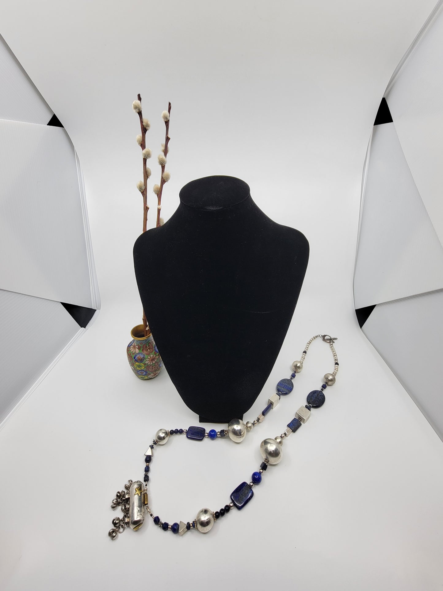 Lapis Lazuli & Sterling Silver Statement Art Piece Necklace