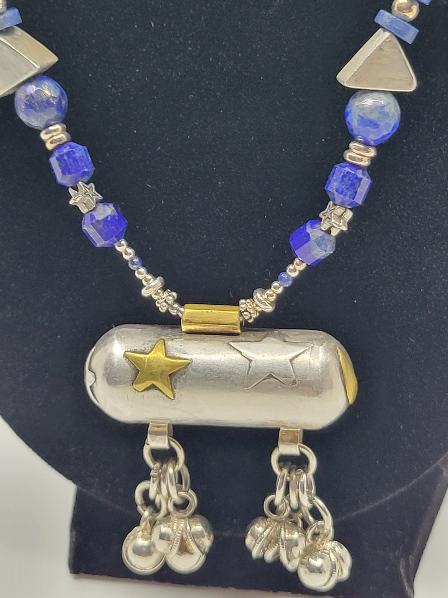 Lapis Lazuli & Sterling Silver Statement Art Piece Necklace