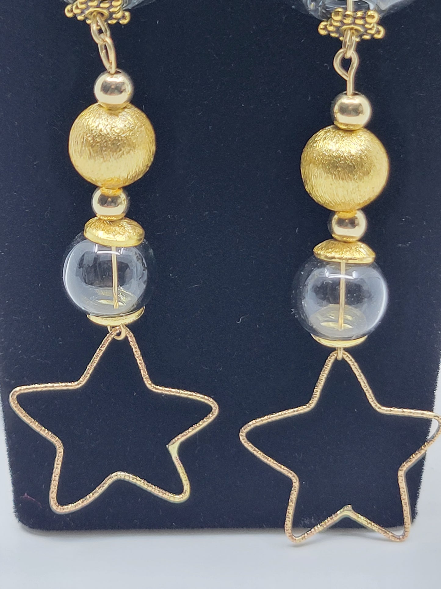 Handblown Glass & Handmade Gold Filled Star Earrings