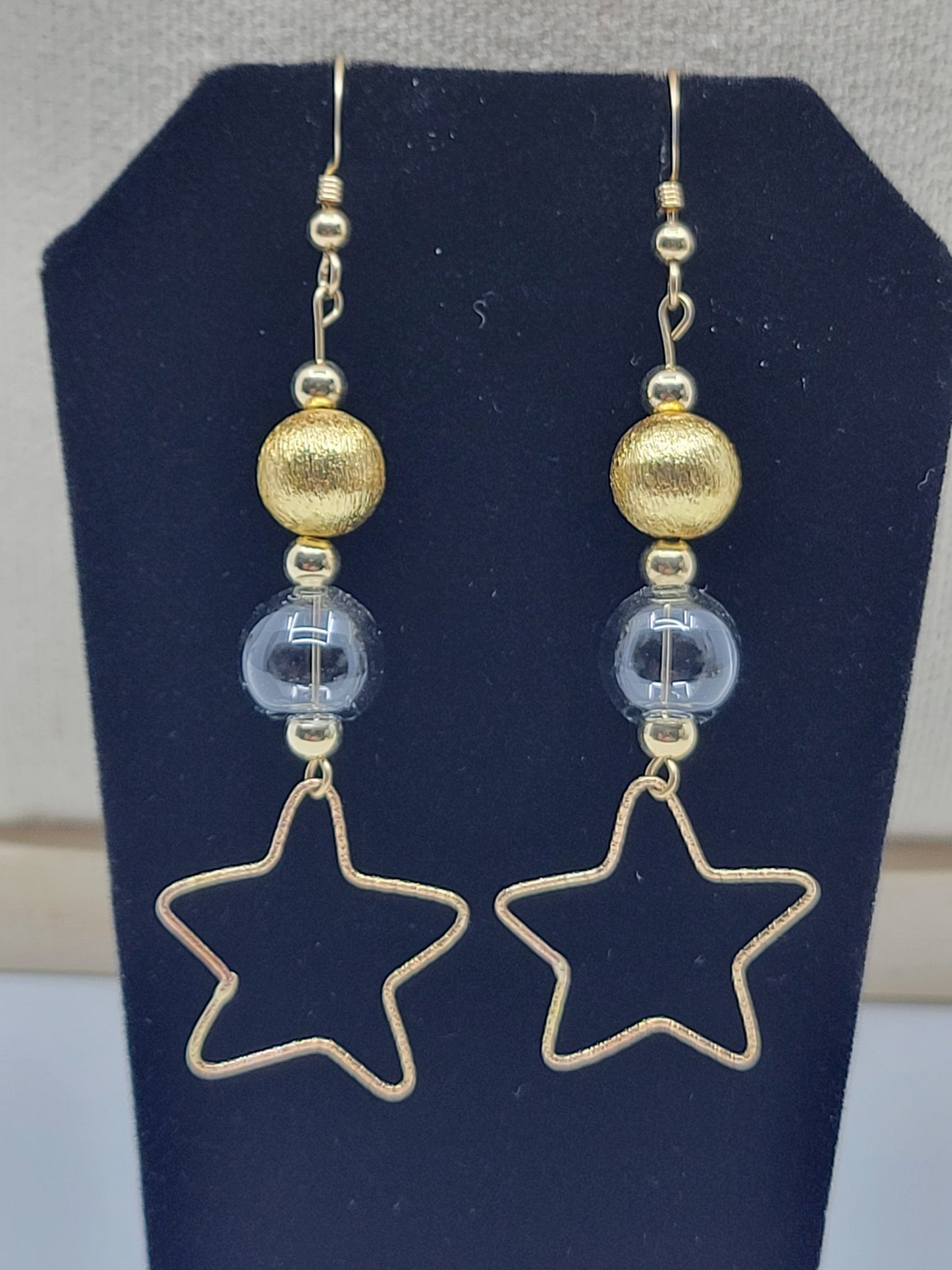 Hollow Glass Beads with Gold Filled Accents & Stars