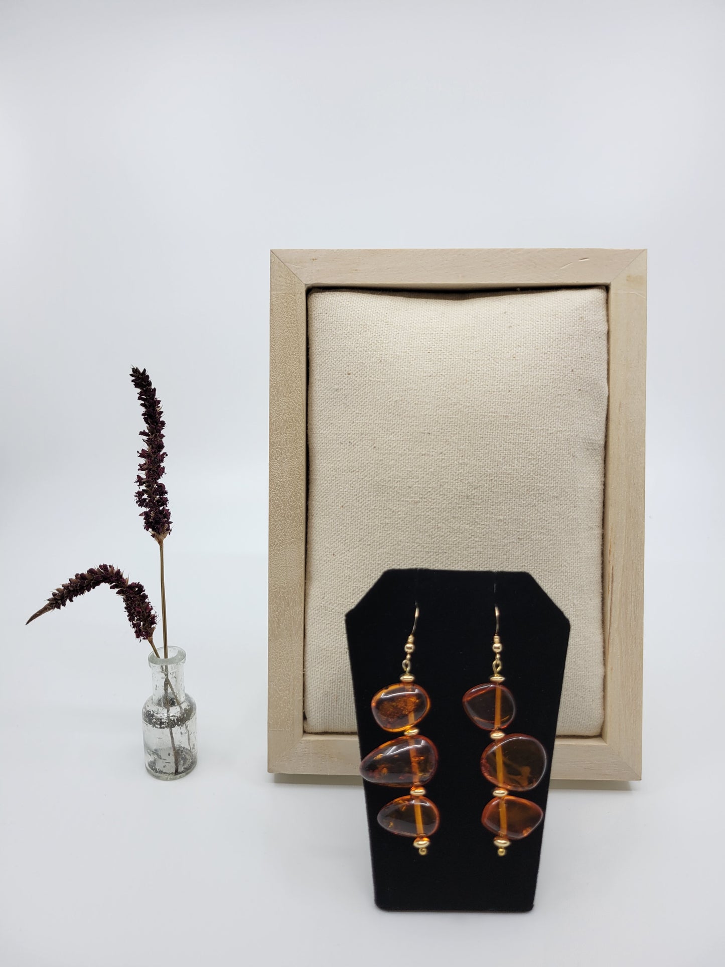 Baltic Amber Triple Flip Drop Dangle Earrings