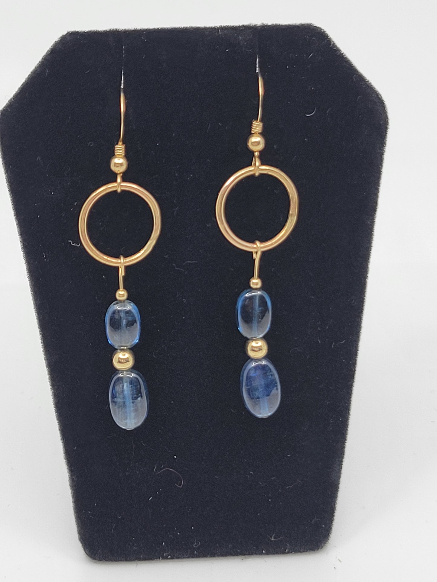 14k Gold Filled Loop Earrings with Dark Blue Kyanite Beads