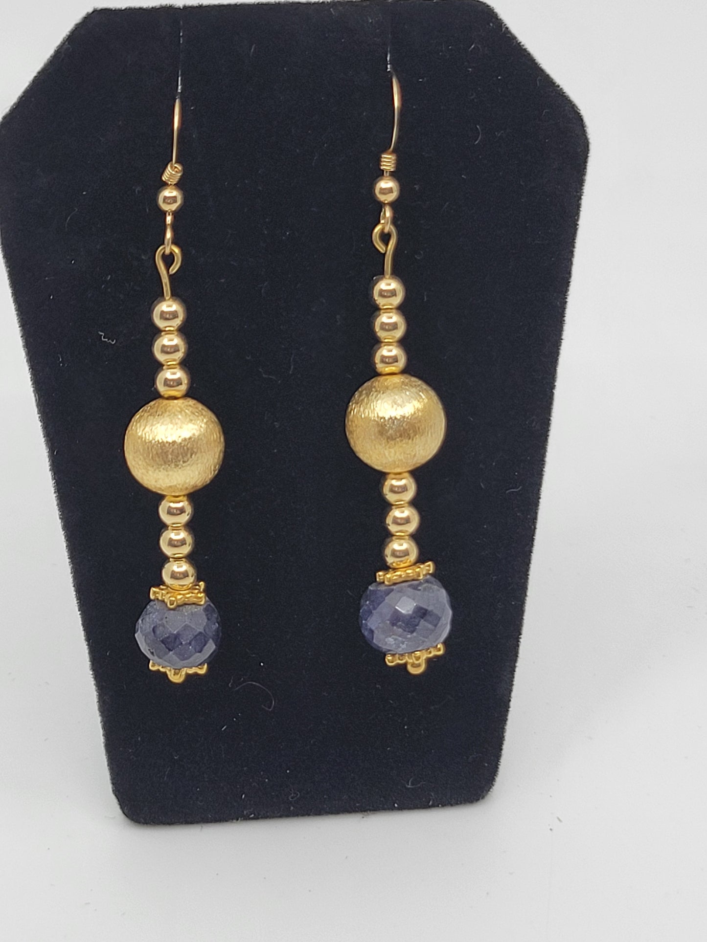 14k Gold Filled Globe Earrings with Turquoise Handblown Glass Bead