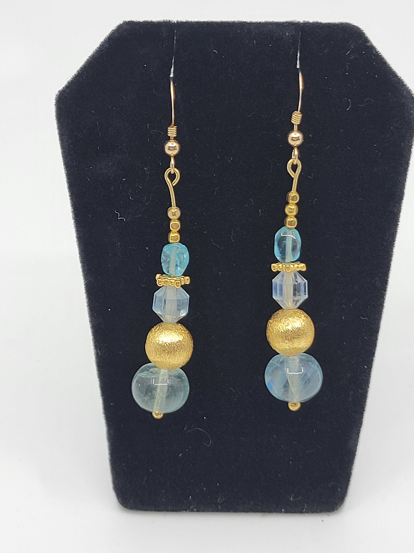 14k Gold Filled Globe Earrings with Turquoise Handblown Glass Bead