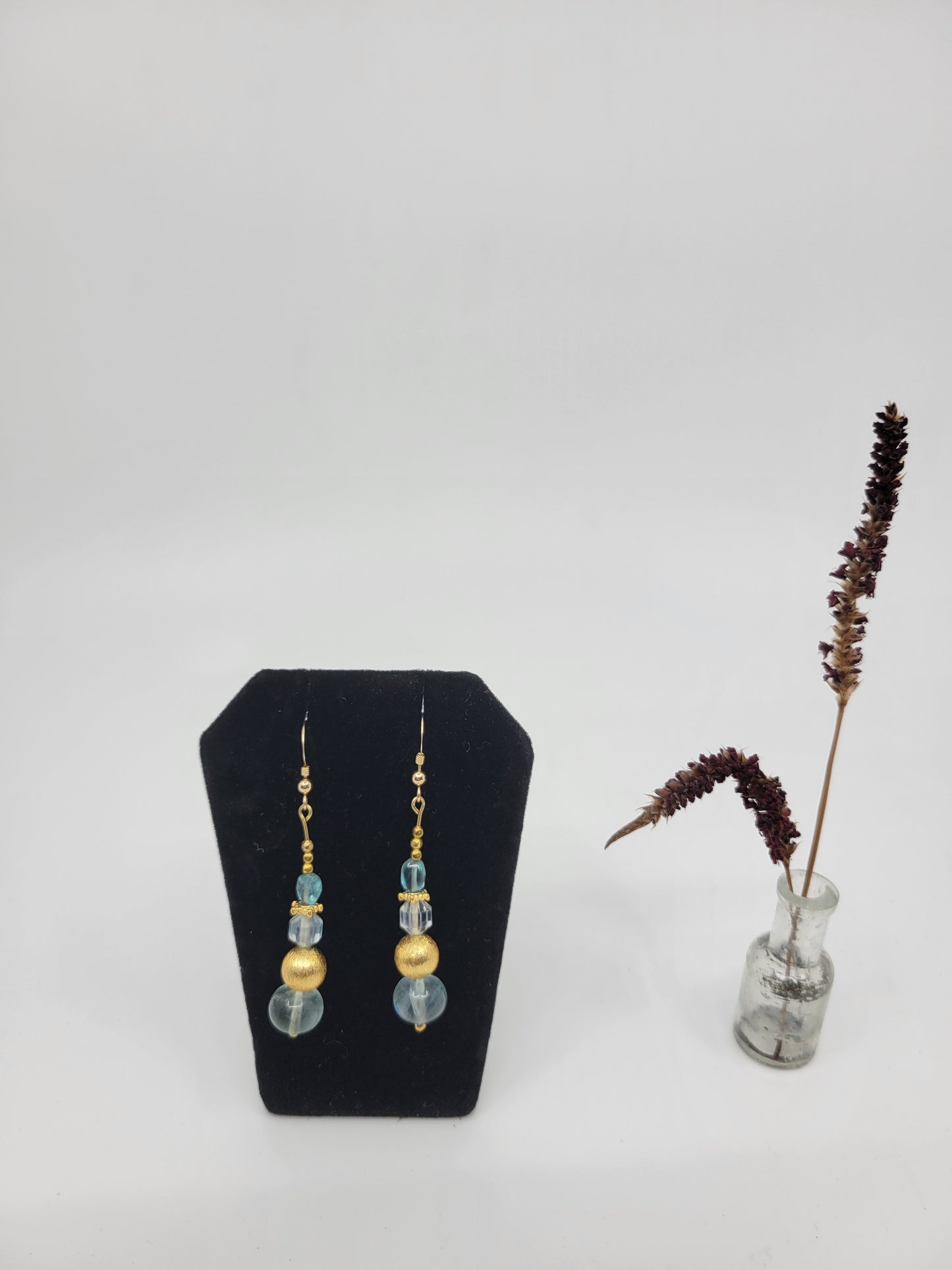 14k Gold Filled Earrings with Aquamarine Faceted and Rondelle beads