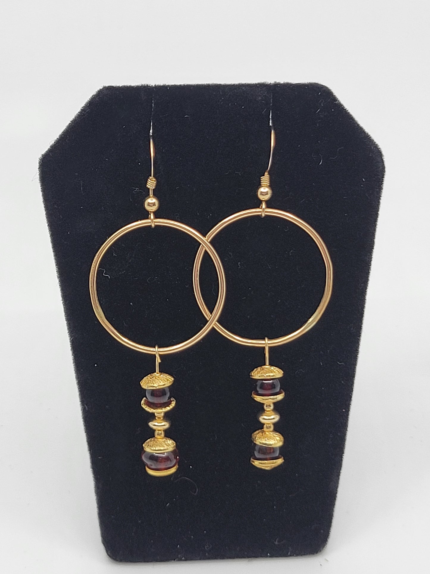 14k Gold Filled Loop Ring Earrings with Baltic Amber Beads