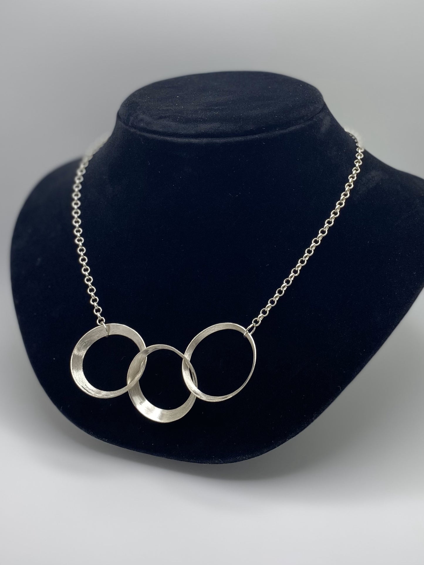 Three Circles Handmade Necklace Sterling Silver with Sterling Chain